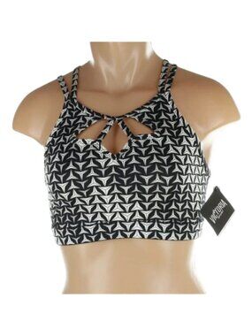 Victoria's Secret Sport Geometric Cutout High Neck Sports Bra Black White Small